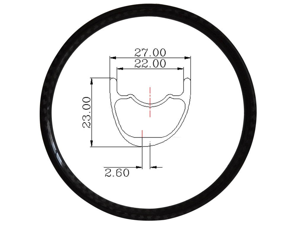 27 mm Lekka asymetria węgla MTB felg dla XC