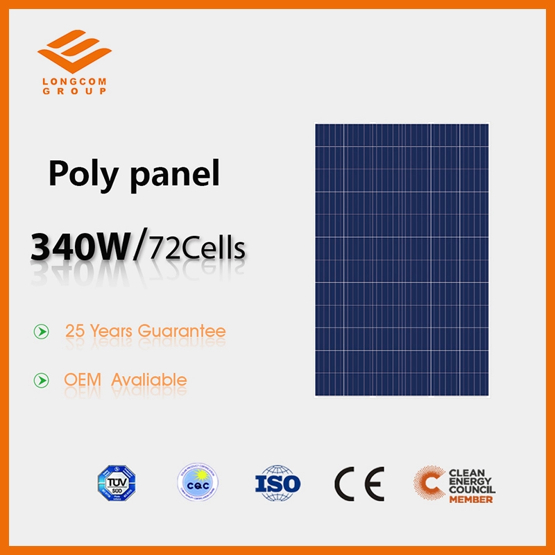 Panel słoneczny z polikrystalicznymi ogniwami słonecznymi o mocy 340 W, 72 ogniwa