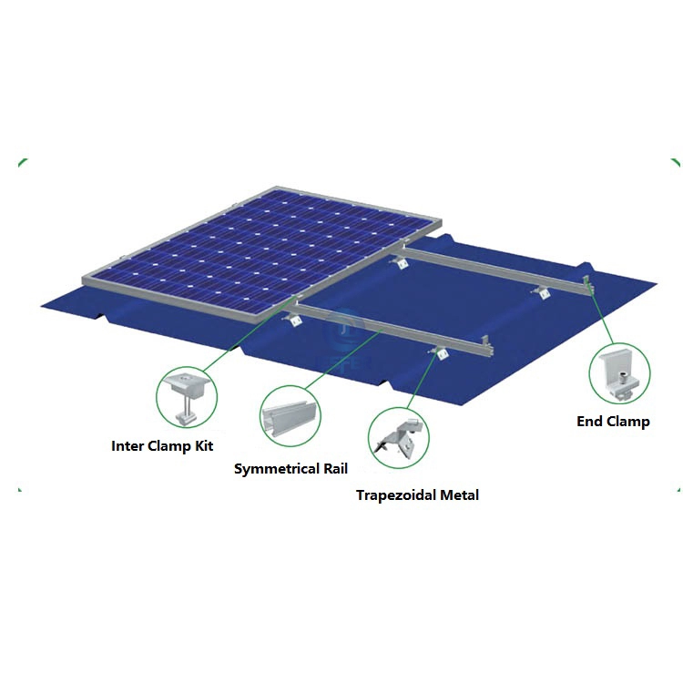 Trapezoidalny metalowy zacisk dachowy do montażu słonecznego