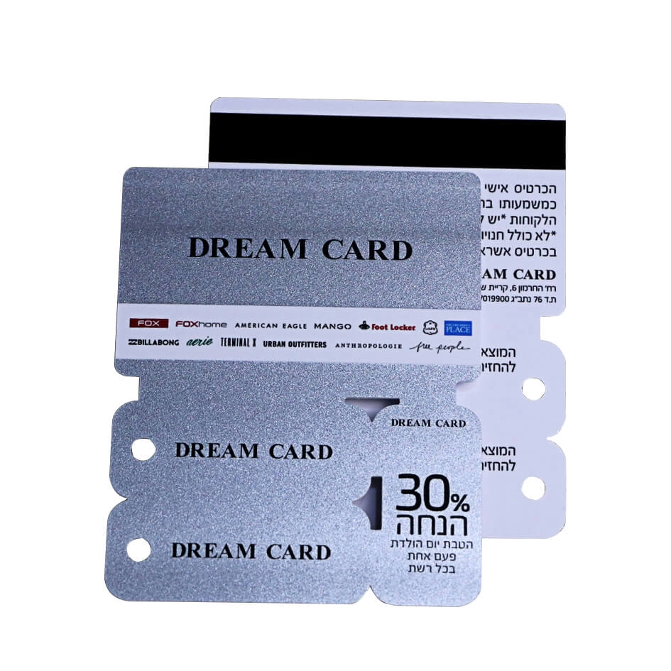 Srebrny druk proszkowy 4 w 1 Karta magnetyczna PVC Combo z kodem kreskowym