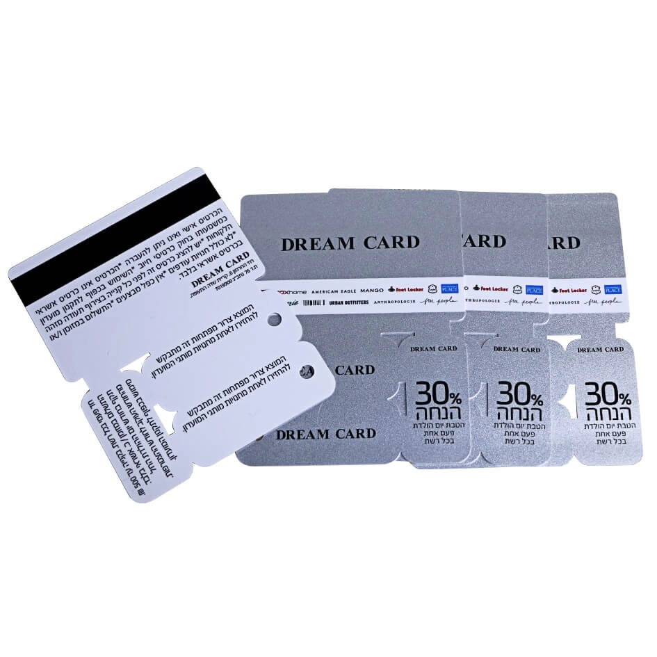 Srebrny druk proszkowy 4 w 1 Karta magnetyczna PVC Combo z kodem kreskowym