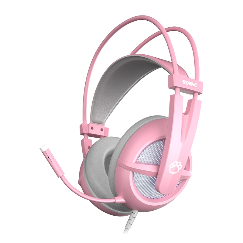 SOMIC G238 Różowe słuchawki przewodowe do gier z kocimi uszami dla dziewczynek