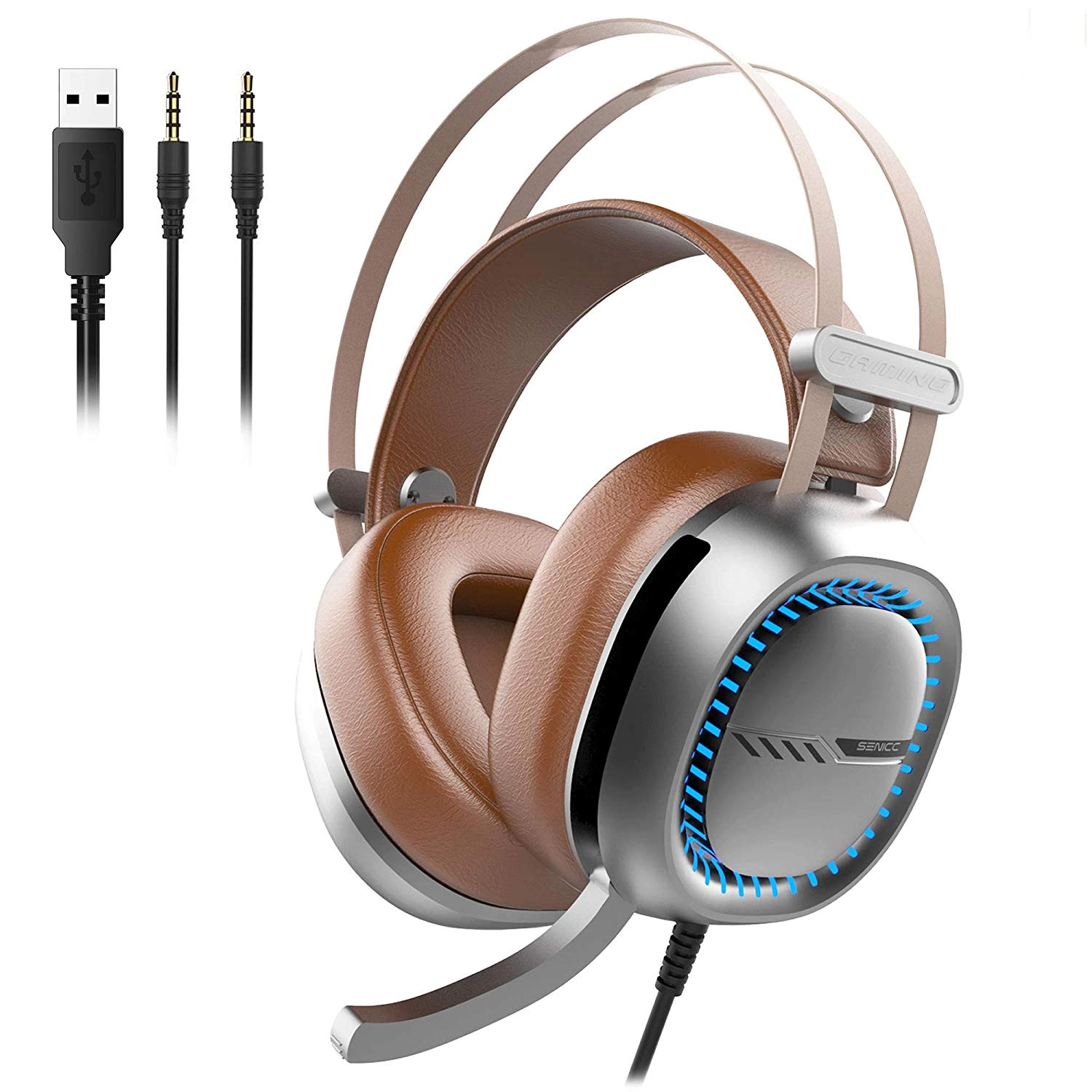 Somic W245 stereofoniczny zestaw słuchawkowy do gier 40 mm głośnik 3,5 mm + wtyczka USB duża nausznik ze światłem LED OEM / ODM