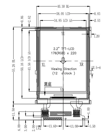 Moduł TFT LCD o przekątnej 2,2 cala i rozdzielczości 176x220 z interfejsem SPI panelu dotykowego