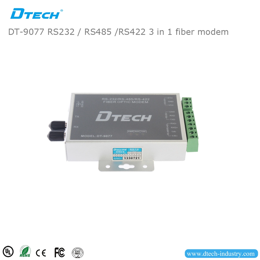 DTECH DT-9077 klasy przemysłowej szybki modem światłowodowy RS232/RS485/RS422 3 w 1 Instrukcja