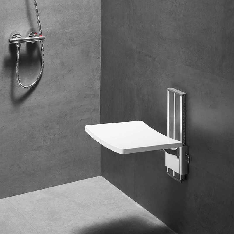 Regulowane siedzisko prysznicowe montowane na ścianie dla osób starszych