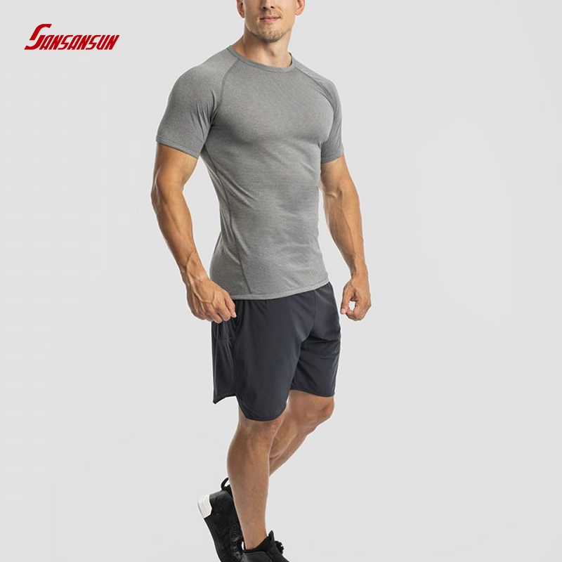 Męskie profesjonalne sportowe tkaniny Fitness obcisłe koszulki gimnastyczne