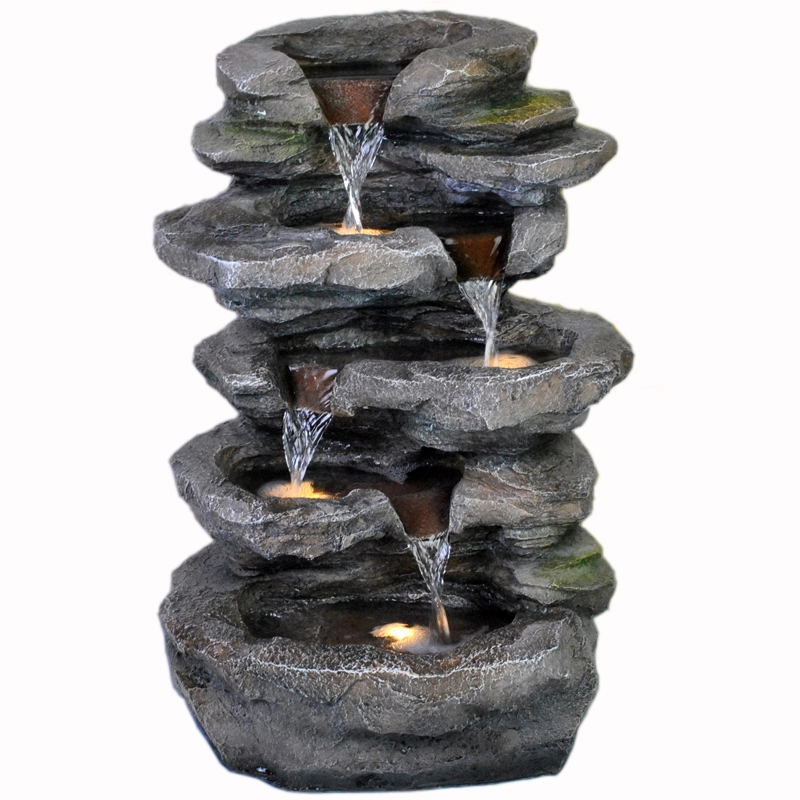 Ogród Rock Wodospad Krajobraz Fontanna LED Podświetlany Kamień