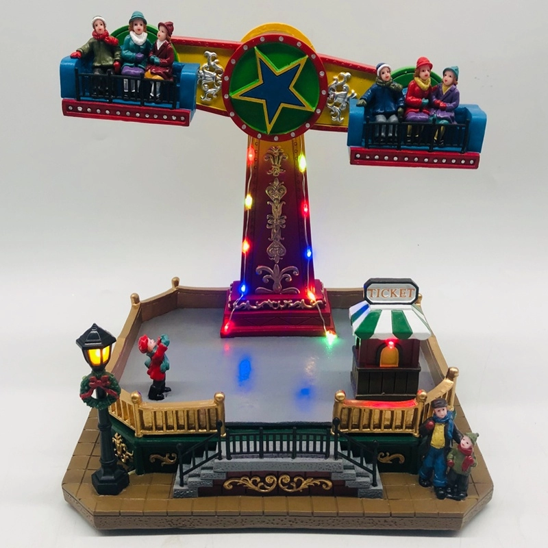 Rozświetlony bożonarodzeniowy plac zabaw z latającymi dziećmi