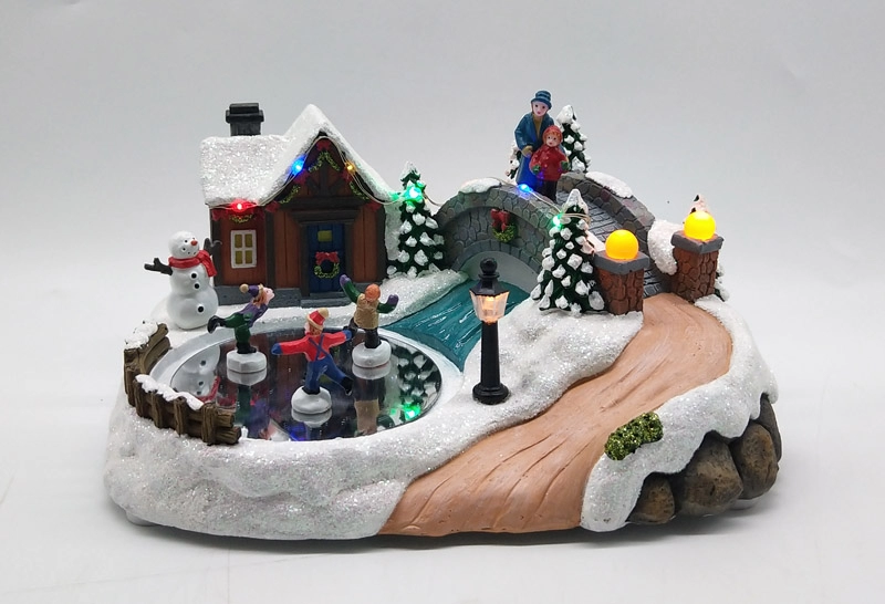 Rozświetl animowaną świąteczną wioskę z dziećmi na łyżwach