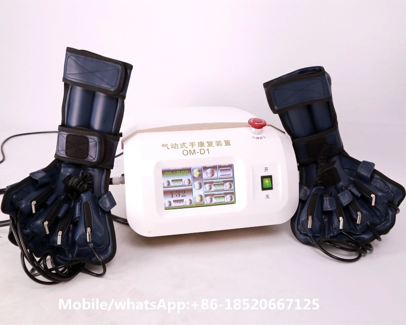 Pneumatyczne urządzenie do rehabilitacji dłoni zapobiegające przykurczom stawów palców po udarze;