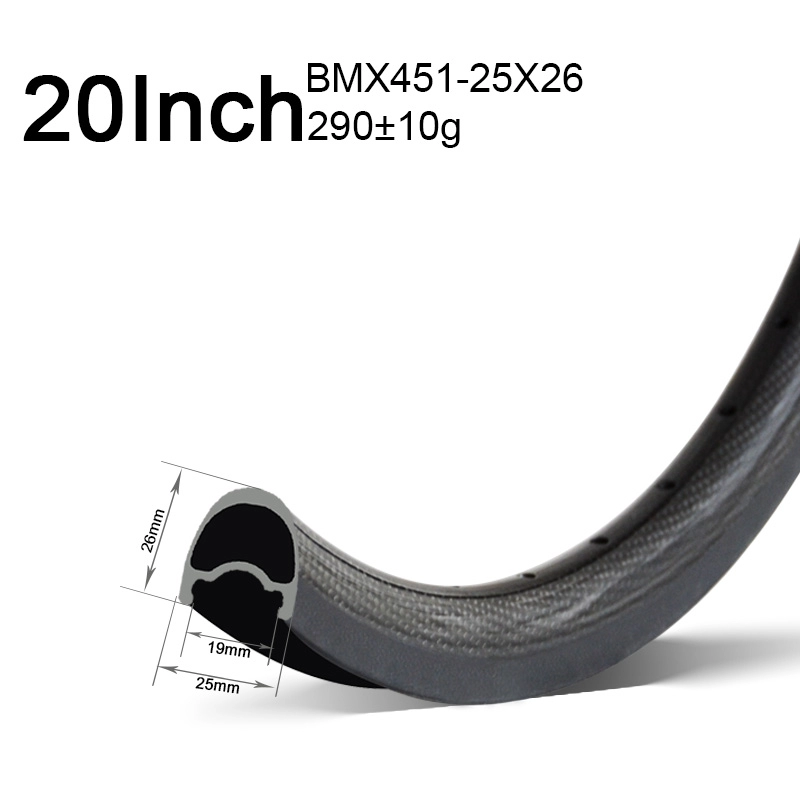 20 cali 25mm szerokość 26mm głębokość 451 karbonowe obręcze BMX