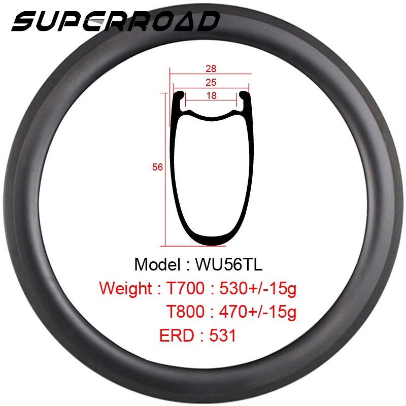 Carbon Clincher Rim 28-calowe felgi bezdętkowe do rowerów szosowych