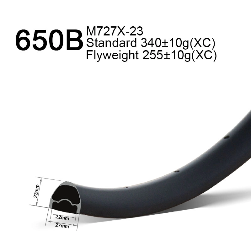 650B 27mm szerokość 23mm głębokość XC obręcze karbonowe