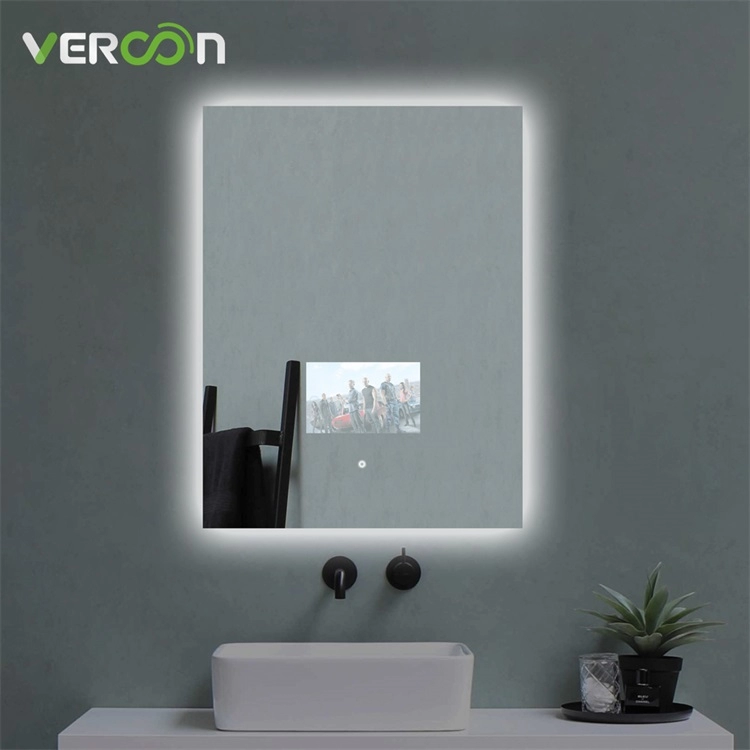 Prostokątne, podświetlane LED Anti-Fog, inteligentne lusterko toaletowe do łazienki