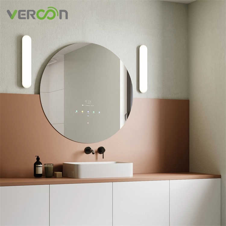 Okrągłe lustro łazienkowe z systemem Android Smart TV o przekątnej 10,1 cala i wodoodpornym ekranem dotykowym telewizora