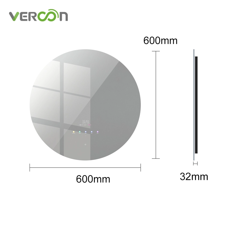 Vercon Ścienny podświetlany wyświetlacz Głośniki Analizator skóry System Android Smart Mirror Tv