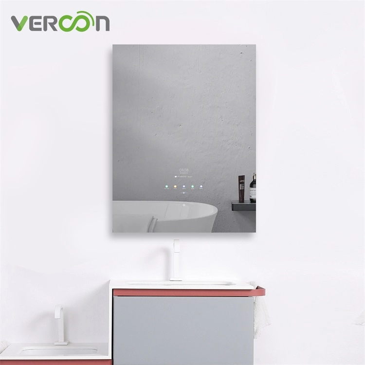 Inteligentne, przeciwmgielne lustro łazienkowe do montażu na ścianie ze ściemnianym oświetleniem LED