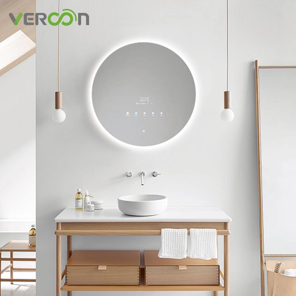 Vercon Custom Łazienka Podświetlane LED Inteligentne Lustro Okrągłe z Przełącznikiem Dotykowym