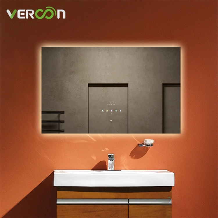 Wiszące na ścianie duże lustro prysznicowe z regulacją jasności Inteligentne lustro łazienkowe LED z ekranem dotykowym