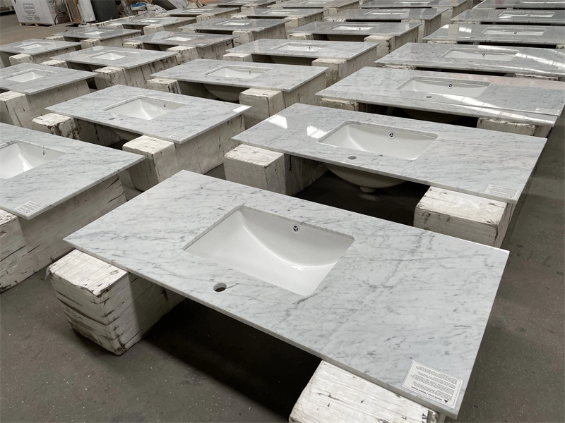 Prefabrykowane blaty toaletki Carrara White Marble