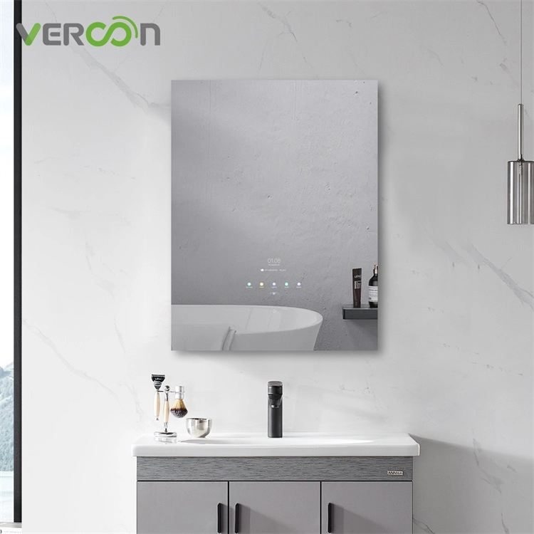 Wodoodporne, przeciwmgielne, prostokątne, podświetlane, inteligentne lustro łazienkowe LED o przekątnej 30 cali