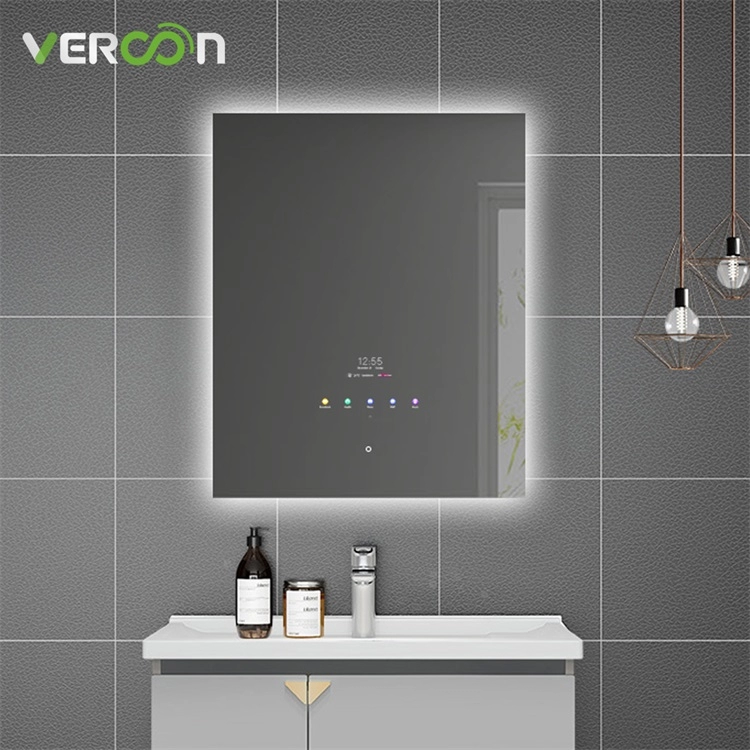 Wodoodporne, przeciwmgielne, prostokątne, podświetlane, inteligentne lustro łazienkowe LED o przekątnej 30 cali