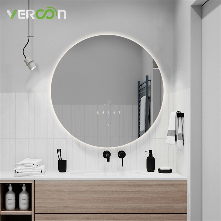 LED Smart Mirror Podłącz WiFi Oglądaj TV Ekran dotykowy Okrągłe podświetlane lustro 600 mm