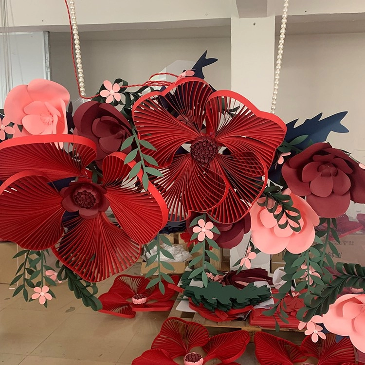 Świąteczne okno papierowe rekwizyty z kwiatów artystycznych,