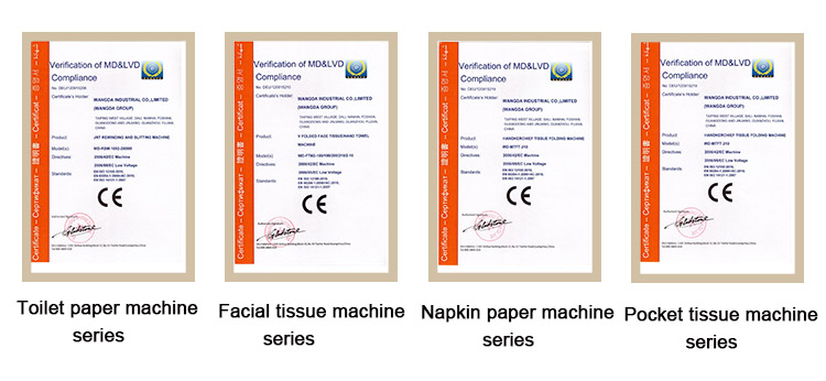 Certyfikaty CE maszyny do chusteczek do twarzy