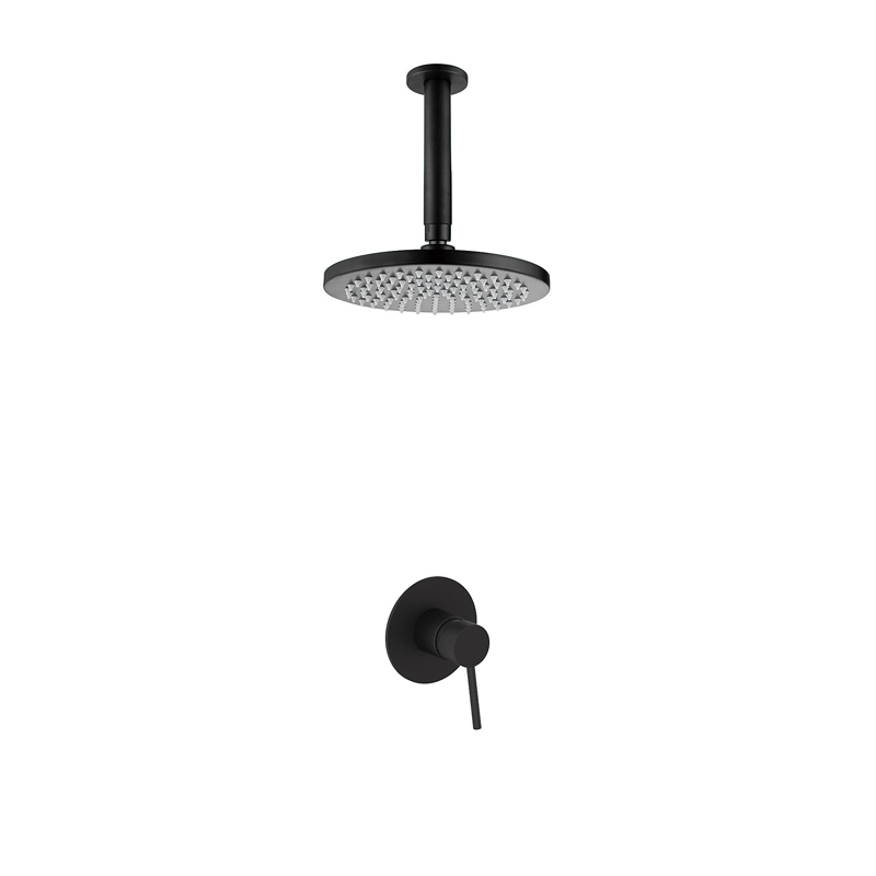 okrągła podtynkowa mosiężna bateria prysznicowa łazienkowa_ceiling_round_concealed_shower_mixer_matt_black_Unterputz Duschsystem_Regendoucheset Inbouw Muur_NEUNAS_02134