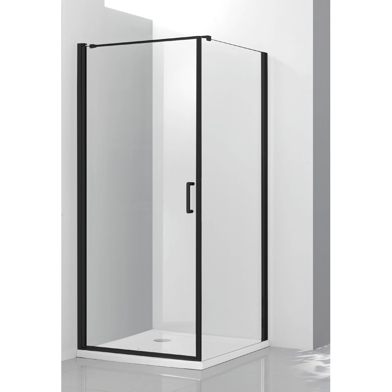 Kabiny prysznicowe z drzwiami obrotowymi, matowe, czarne, bezramowe