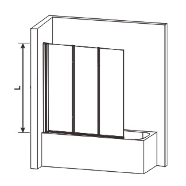 3 folding glass frameless bath shower screen_Badewannenfaltwände_Badvouwwand_NEUNAS