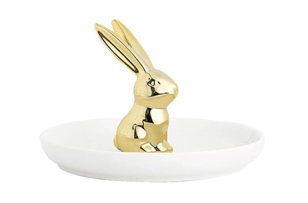 ceramiczny złoty uchwyt na pierścionek z królika na biżuterię kolczyki naszyjniki taca