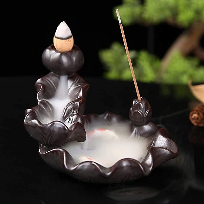 Ręcznie robiony ceramiczny uchwyt na kadzidło z wodospadem Koi Fish Home Decoration