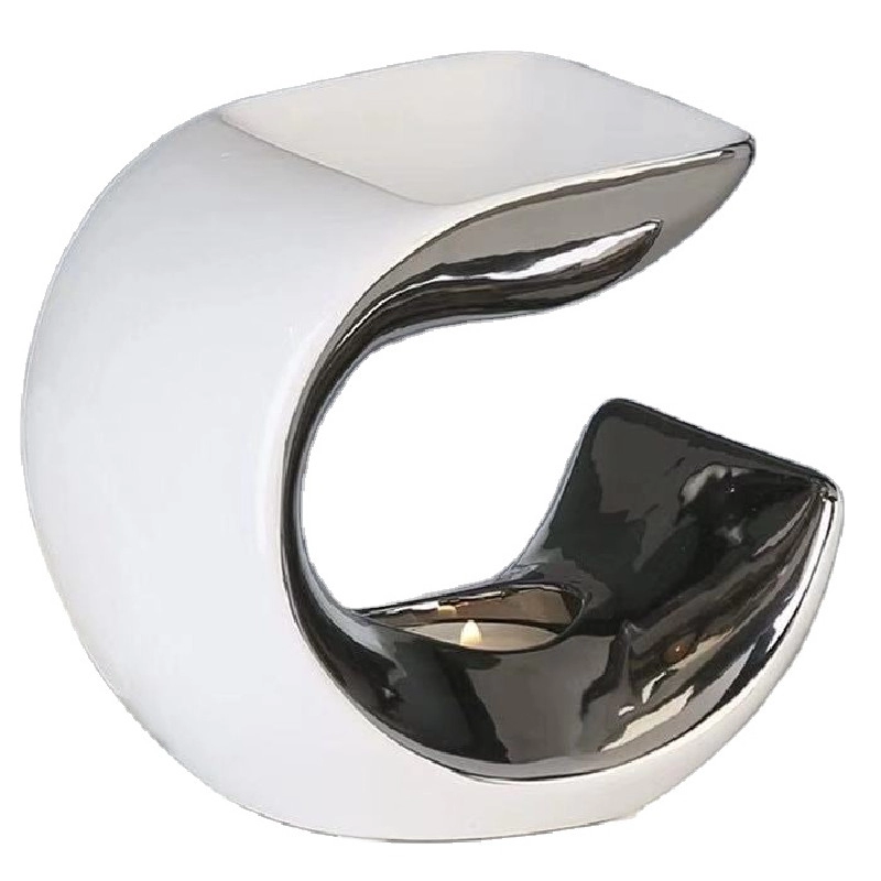 Unikalny ceramiczny palnik do wosku aromatycznego model C z białym i srebrnym