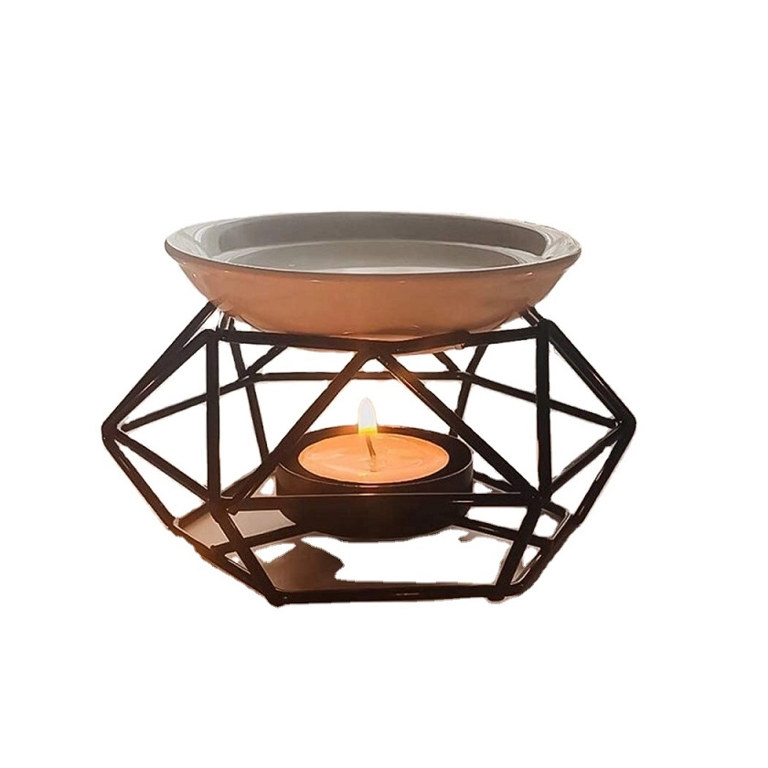 Ptasie gniazdo Design Ceramiczny świecznik na podgrzewacz Palnik na olej woskowy z żelaznym stojakiem
