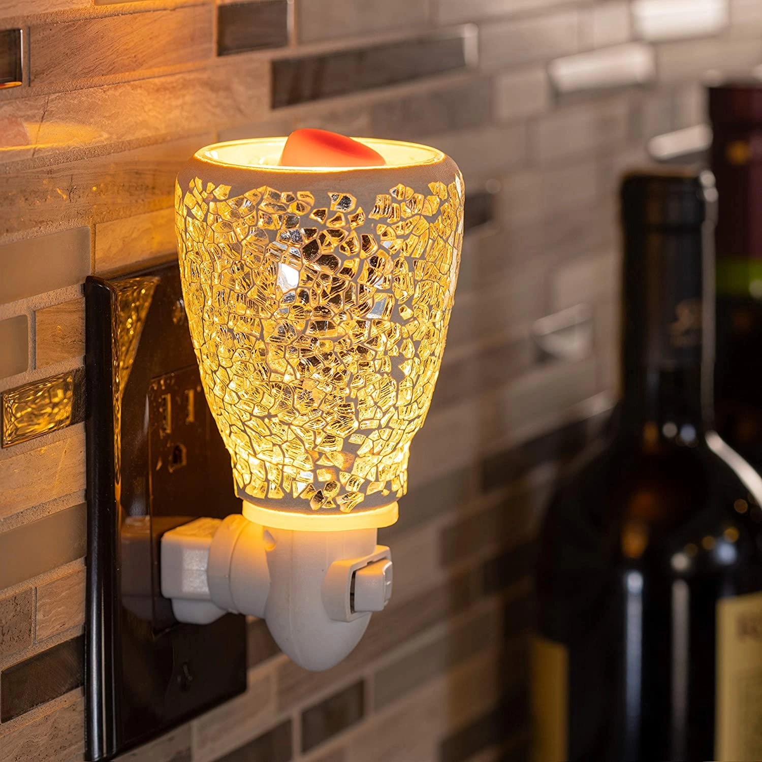 3D szklana elektryczna lampa z palnikiem woskowym do salonu