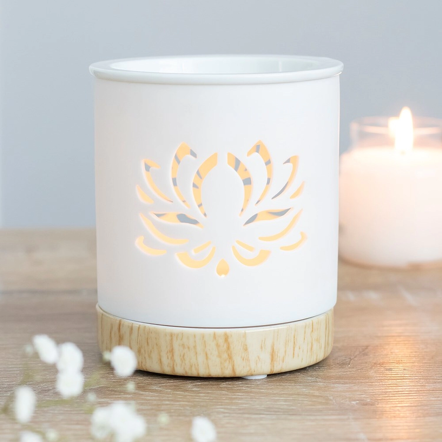 Ręcznie robiony ceramiczny palnik do wosku z białego lotosu