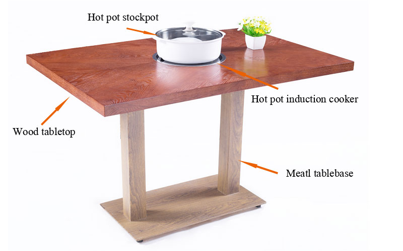 CENHOT Gorąca sprzedaż Drewniana konstrukcja stołu z gorącym garnkiem