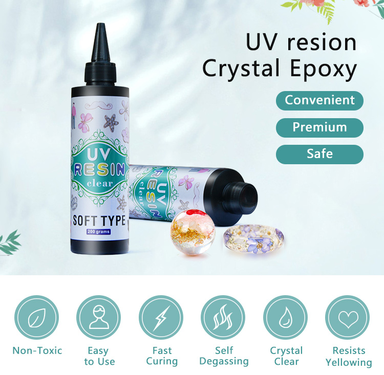 UV Resin 200g Crystal Clear Ultraviolet Curing Epoxy Resin for DIY Jewelry Making