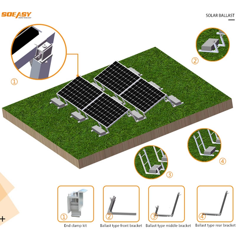 Ruchomy system montażu płaskich dachów słonecznych pv