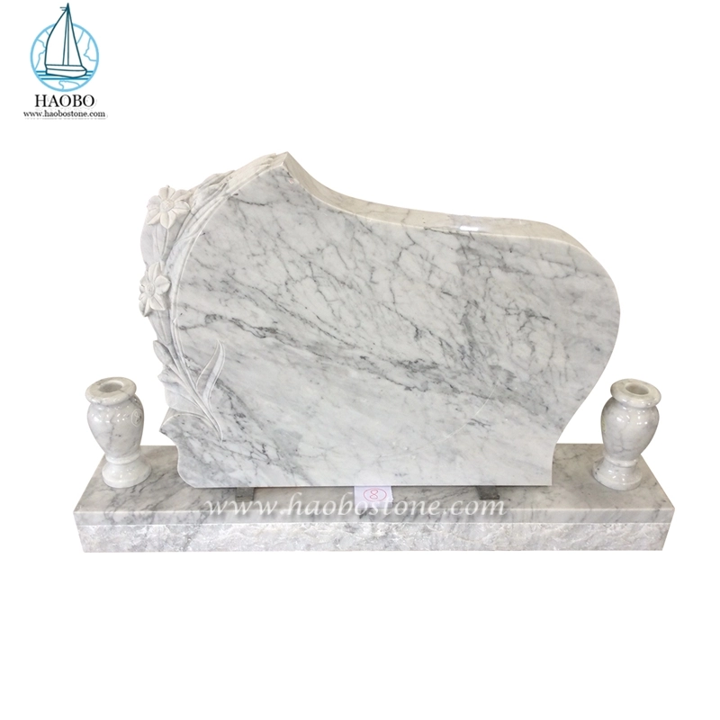 Haobo Kamienny Marmur Carrara Biała Lilia Rzeźbiony Nagrobek