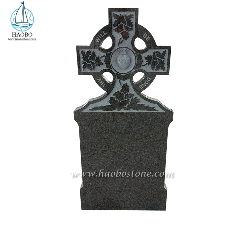 G654 Granitowy krzyż celtycki rzeźbiony nagrobek pogrzebowy