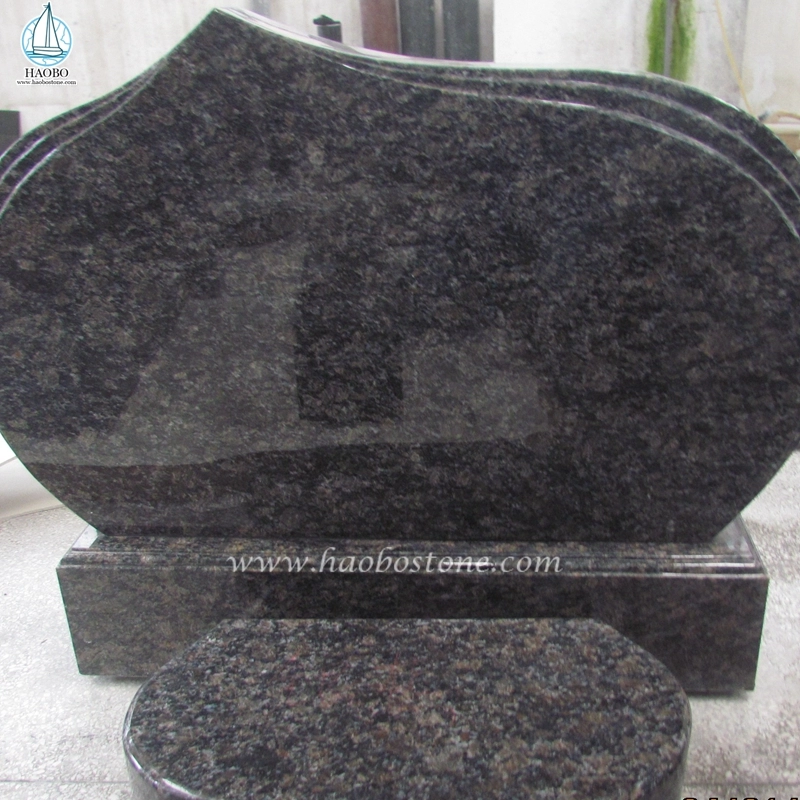 Naturalny granit szafirowy brązowy prosty projekt nagrobek pogrzebowy