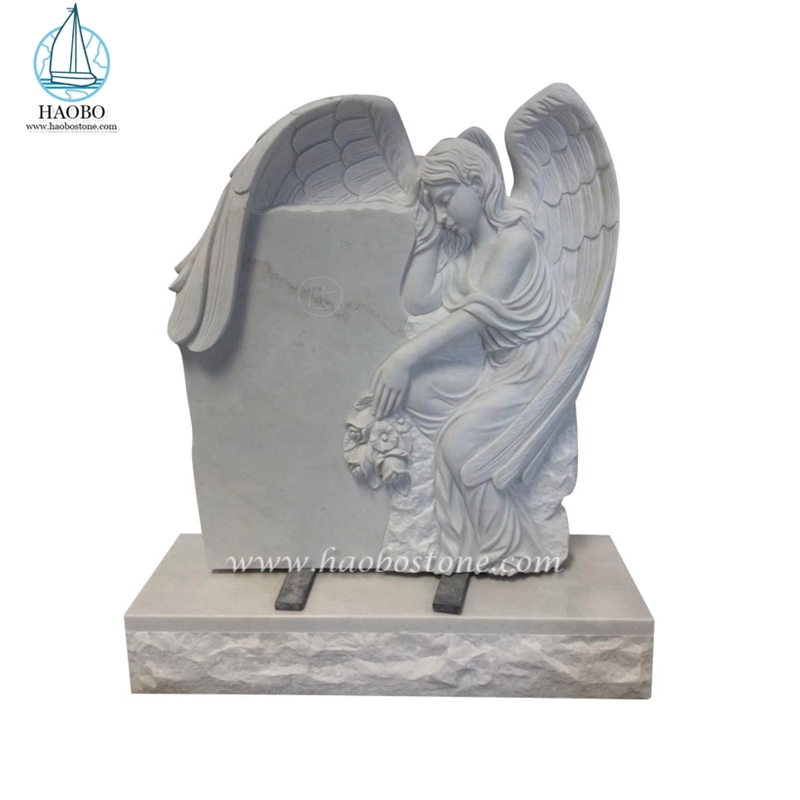 Han z białego marmuru ręcznie rzeźbiony pomnik płaczącego anioła