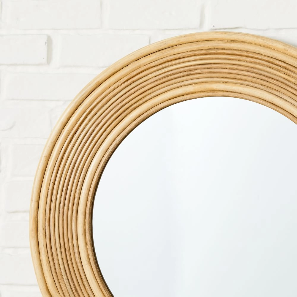 Naturalne okrągłe lustro rattanowe z trzciny cukrowej