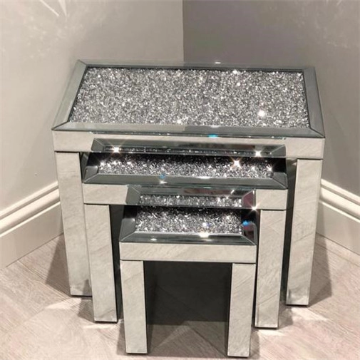SWT Luxury Diamond Crush Nest 3 lustrzane stoliki boczne