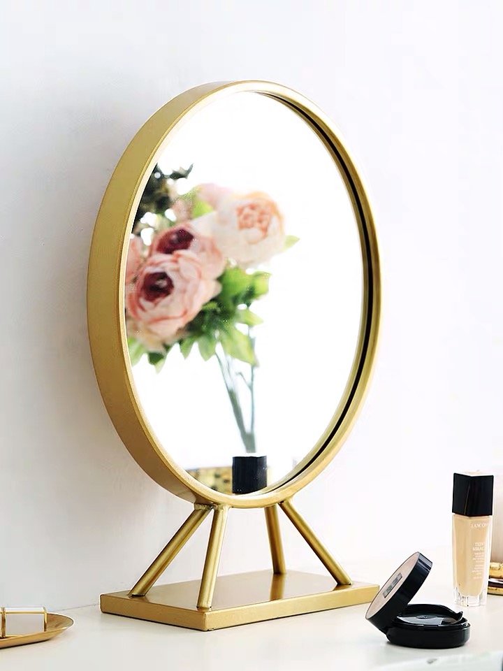 Round framed small mirror