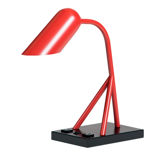 Nowoczesna hotelowa czerwona metalowa lampa biurkowa z wylotami